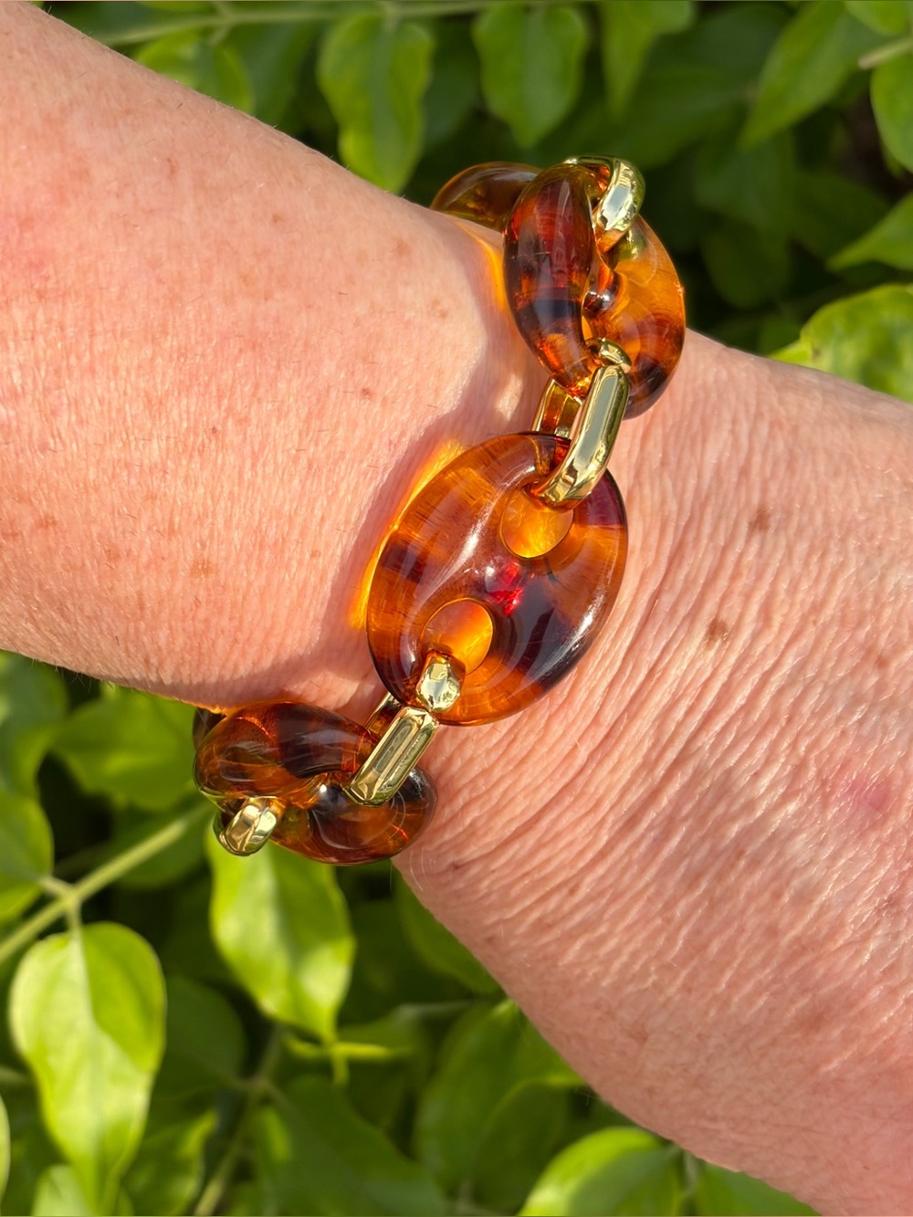 Chunky Tortoiseshell Resin Link Bracelet